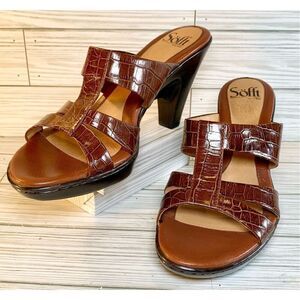 Sofft Veda Brown Snake Print Leather Heels S: 8M